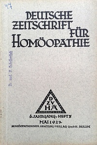 Deutsche Zeitschrift fur Homoeopathie, mai 1927