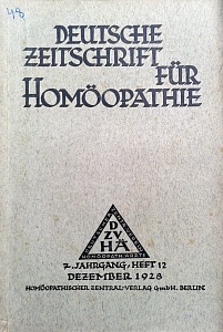 Deutsche Zeitschrift fur Homoeopathie, december 1928	