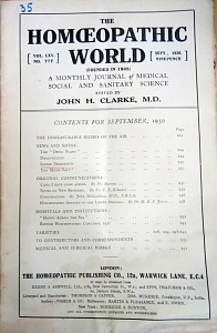 The Homoeopathic World, september 1930