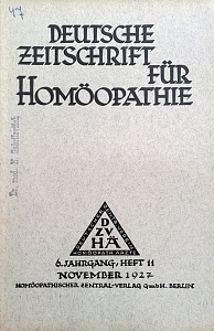 Deutsche Zeitschrift fur Homoeopathie, november 1927