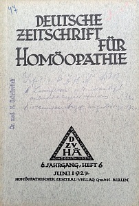 Deutsche Zeitschrift fur Homoeopathie, juni 1927