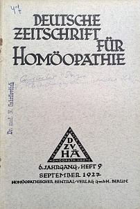 Deutsche Zeitschrift fur Homoeopathie, september 1927