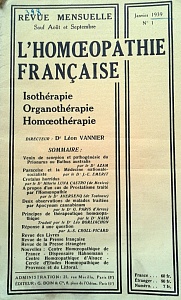 L´Homoeopathie francaise 1939 janvier	1