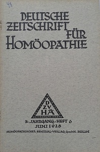 Deutsche Zeitschrift fur Homoeopathie, juni 1928