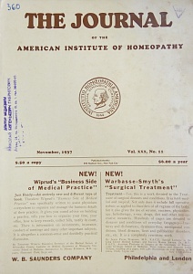 The Journal of the American Institute of Homeopathy, november 1937