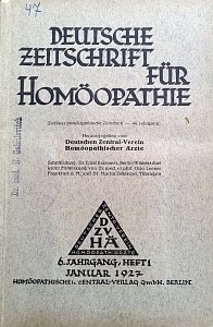 Deutsche Zeitschrift fur Homoeopathie, januar 1927