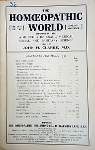 The Homoeopathic World, june 1931
