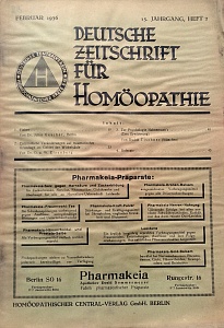 Deutsche Zeitschrift fur Homoeopathie, februar 1936