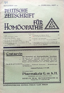 Deutsche Zeitschrift fur Homoeopathie, november 1932