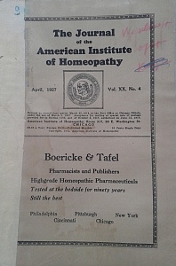 The Journal of the American Institute of Homeopathy, april 1927