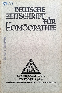 Deutsche Zeitschrift fur Homoeopathie, oktober 1927