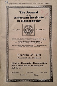 The Journal of the American Institute of Homeopathy, june 1928