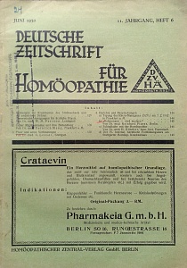 Deutsche Zeitschrift fur Homoeopathie, juni 1932