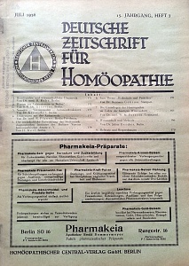 Deutsche Zeitschrift fur Homoeopathie, juli 1936