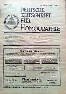Deutsche Zeitschrift fur Homoeopathie, mai 1936