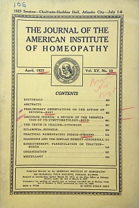 The Journal of the American Institute of Homeopathy, april 1923
