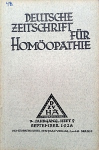 Deutsche Zeitschrift fur Homoeopathie, september 1928