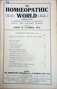The Homoeopathic World, may 1931