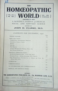 The Homoeopathic World, december 1930