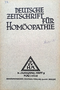 Deutsche Zeitschrift fur Homoeopathie, mai 1928