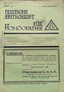 Deutsche Zeitschrift fur Homoeopathie, marz 1932