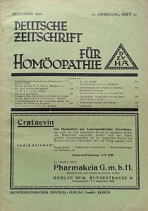 Deutsche Zeitschrift fur Homoeopathie, dezember 1932