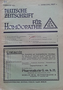 Deutsche Zeitschrift fur Homoeopathie, februar 1932