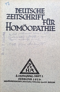 Deutsche Zeitschrift fur Homoeopathie, februar 1927	