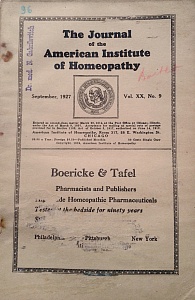 The Journal of the American Institute of Homeopathy, september 1927