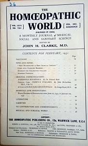 The Homoeopathic World, february 1931