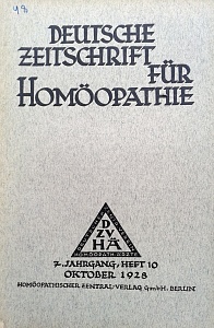 Deutsche Zeitschrift fur Homoeopathie, oktober 1928	