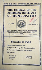 The Journal of the American Institute of Homeopathy, april 1925