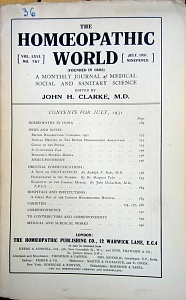The Homoeopathic World, july 1931