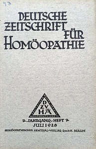 Deutsche Zeitschrift fur Homoeopathie, juli 1928