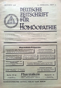 Deutsche Zeitschrift fur Homoeopathie, oktober 1936