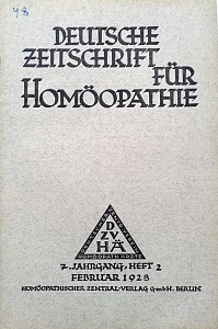 Deutsche Zeitschrift fur Homoeopathie, februar 1928