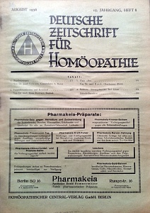 Deutsche Zeitschrift fur Homoeopathie, august 1936