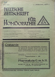 Deutsche Zeitschrift fur Homoeopathie, juli 1932