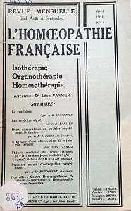 L´Homoeopathie francaise 1956 avril 4