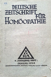 Deutsche Zeitschrift fur Homoeopathie, januar 1928