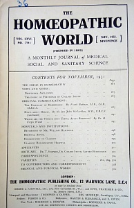 The Homoeopathic World, november,1931	