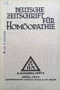 Deutsche Zeitschrift fur Homoeopathie, april 1927