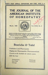 The Journal of the American Institute of Homeopathy, march 1925