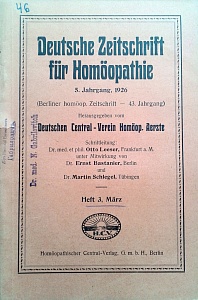 Deutsche Zeitschrift fur Homoeopathie, marz 1926	
